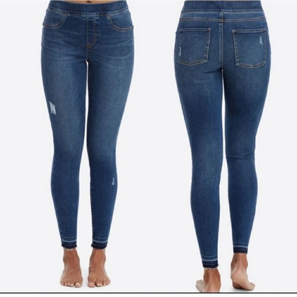SPANX Distressed Ankle Released Hem Skinny Jeans size M